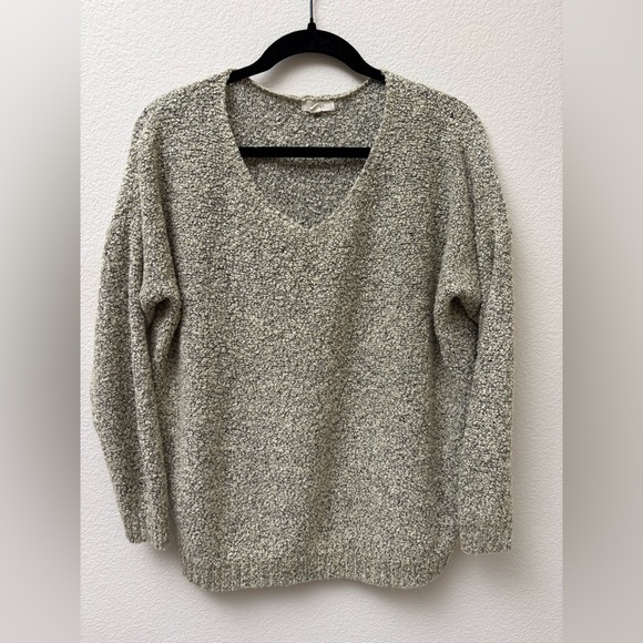 Debut Boucle knit oversized v-neck sweater textured‎ size S/M beige black - Picture 2 of 11